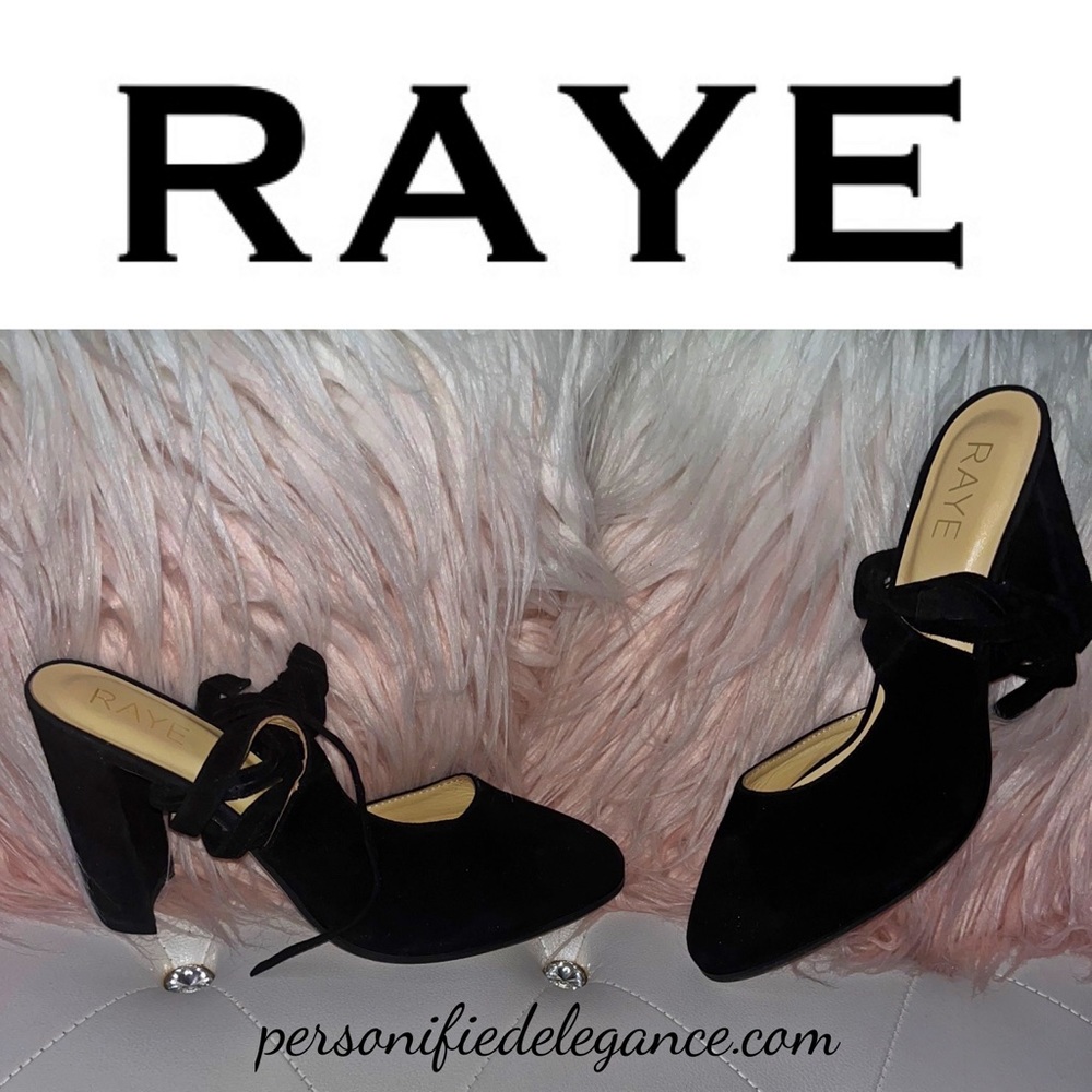 NEW Raye Ives Black Suede Ankle Tie Pumps Size 8.5M